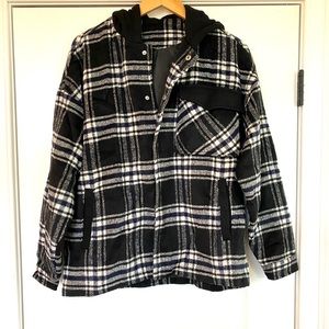Zaful Button Down Hooded Flannel Jacket (L)